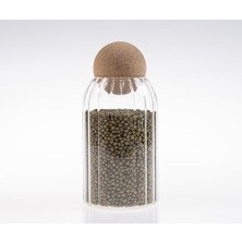 Mantar Top Kapaklı Fitilli Cam Kavanoz | Estetik Bakliyat & Makarna Saklama Kabı | Cam Dekoratif Mutfak Düzenleyici (Orta)