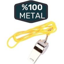 Profesyonel Metal Düdük, Paslanmaz Çelik, Yüksek Sesli, Sarı Ipli, Spor ve Acil Durum Için, 2 Adet