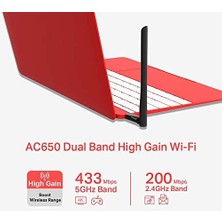 MU6H, AC650 Yüksek Kazançlı Kablosuz Çift Bantlı USB Adaptör