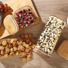 1400ML Sızdırmaz Vakumlu Bambu Kapaklı Borosilikat Cam Kavanoz – Hava Geçirmez & Dayanıklı Gıda Saklama Kabı (10CM x 21CM)