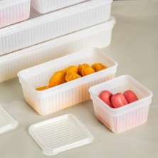 2011 8'li Buzluk Buzdolabı Düzenleyici Derin Dondurucuya Uygun Bakliyat Saklama Kabı Seti -Beyaz