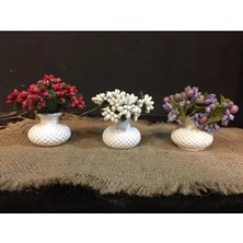Metsare Üçlü Dekoratif Mini Set Çiçekli - Dekoratif Obje Biblo, Kahve Sunum Tepsi Objesi, Masa Süsü, Banyo Aksesuarları, Mini Vazo, Mutfak Dekoratif Aksesuarlar, Dekoratif Çiçek