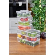 - 10'lu Set Saklama Kabı, 10 Adet 2500ML Kare Şeffaf Kendinden Kapaklı Saklama Kabı, Bpa Içermez, Buzdolabı, Dondurucu ve Dolap Organizeri