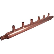 22788 6 Bağlantı Noktalı Açık Bakır Pex Manifoltları, 1 Inç Gövde, 3/4 Inç, 1/2 Inç Bağlantı Noktaları