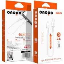 Uyumlu Type-C To USB Mini Kablo 3.4A Hızlı Şarj ve Data Kablosu 30CM - Q2 | 3.4A Hızlı Şarj | 480MBPS Veri Transferi | Kompakt Tasarım | 2 Yıl Ithalatçı Garantisi