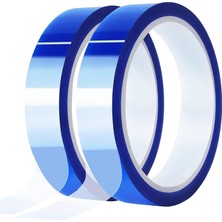 Isı Bandı, 2'li Paket Yüksek Sıcaklık Dayanıklı Bant, Kalıntı Bırakmayan Yüksek Sıcaklık Bandı, Isı Transferi Maskeleme ve Isı Presleme Için Dayanıklı Bant Seti (Mavi 20MMX33M)