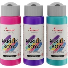 Mor, Fuşya, Turkuaz Akrilik Boya 3'lü Set 3X60 ml
