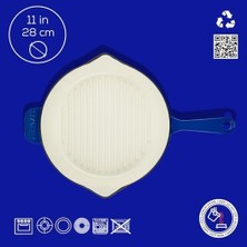 Döküm Yuvarlak Izgara Tavası Döküm Demir Yekpare Saplı Edition Serisi ÇAP(Ø)28CM. Mavi