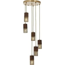 AV-60265-6ET Eskitme Kaplama Modern Avize E27 Metal Ahşap 40CM