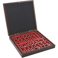 Orta Boy Metal Roma Satranç Takımı Antik ve Ceviz Desenli Sandıklı Mdf Tahtası (36X36X6 Cm.)