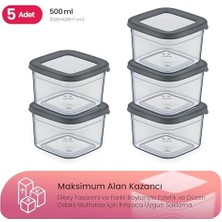 Life Tower Premium Saklama Kabı Seti 5 Adet 0,5 L Şık Görünüm ve Günlük Kullanım