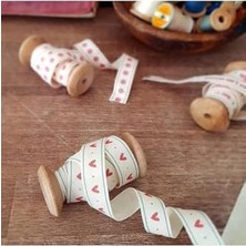 Pamuk Şerit, Kalp, 1.5 cm 2 Metre Natürel