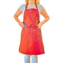 Mutfak Önlüğü Su Geçirmez Şef Önlüğü 2 Geniş Cepli Barista Önlüğü Kırmızı