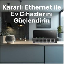 Cudy FS105 5-Port 10/100MBPS Metal Kasa Masaüstü Switch, Tak ve Çalıştır, Duvara Monte Edilebilir Tasarım, Fansız Sessiz Çalışma, Ev ve Ofis Için Ethernet Çoklayıcı