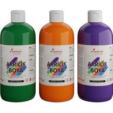 Yeşil, Mor, Turuncu Akrilik Boya 3'lü Set 3X500 gr