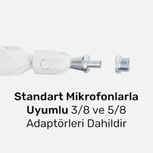 Npo STD191LW Elysium Rgb Mikrofon Tutucu, Profesyonel Yayıncı Kolu, Amortisörlü Boom Arm Standı, 2kg Kapasite, Beyaz