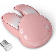 Mofii Mouse Renkli Tavşan Tasarım Kablosuz Sessiz Bilgisayar Notebook Laptop Için Fare USB Receiver Mouse Tak Çalıştır 9.2cm x 6cm (Pembe)