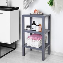 3 Katlı Köşe Rafı | Banyo, Mutfak ve Kiler Için Yer Tasarruflu Organizer | Çok Amaçlı Plastik Raf | 3 Farklı Renk Seçeneği (38X29X74CM) (Gri)