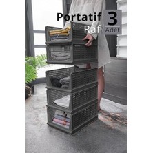 Life 3 Lü Kayar Raf Organizer Gri Dolap Içi Kıyafet Aksesuar Düzenleyici 45X35 cm MIT1263