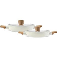 Crystal Almond Cream Indüksiyon Tabanlı Sahan 4 Parça Set