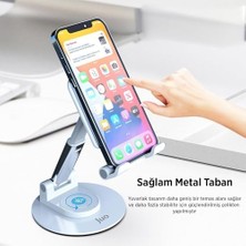 Katlanabilir 360 Derece Dönen Masaüstü Telefon Standı Beyaz