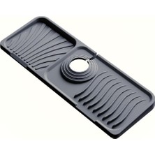 Musluk Matı Elastik Silikon Mutfak ve Banyo Için Lavobo Su Tutucu Musluk ve Batarya Matı, Gri