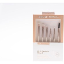 Brush Luxe Collection 6 Parça Profesyonel Makyaj Fırça Seti, Ultra Yumuşak Doğal Kıllı, Allık, Far, Kapatıcı, Eyeliner ve Kaş Şekillendirici (Krem)