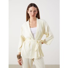 Lc Waikiki Yeni Sezon Şal Yaka Keten Karışımlı Oversize Kadın Kimono
