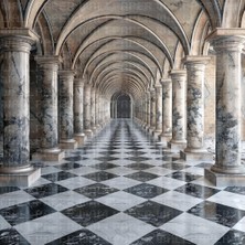 Arterior Wallpaper Mermer Sütunlu Koridor Poster Duvar Kağıdı