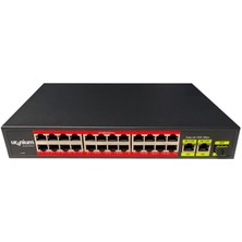 Tuba Toptaş Uranıum POE-2421SFP-300W 24 Port 10/100+2X Gıgabıt Uplınk +1xsfp 250 Metre Poe Rackmount Swıtch (Realtek Chıpset)