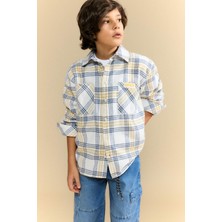 DeFacto Oversize Geniş Kalıp Kareli Flanel Uzun Kollu Gömlek Erkek Çocuk G6172A826SP