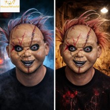 Mey İthalat Bfs Çaki Korku Bebek Maskesi – Saçlı Plastik Yüz Maskesi