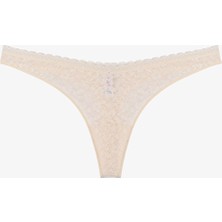 Penti Bej Easy Lace Dantel V Model Tanga Külot