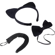 Pazarcan Kedi Kostüm Taç Kuyruk Papyon Seti