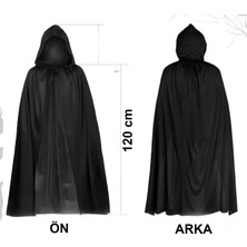 Pazarcan Siyah Uzun Pelerin 120 cm Kapüşonlu