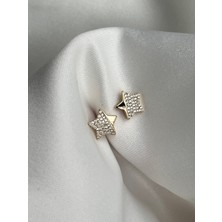 Yeknova Xuping 14K Gold Renginde Kuyumcu Işçiliği Yıldız Model Zirkon Taşlı Kararmaz Kadın Halka Küpe