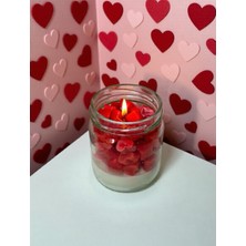 Sevgililer Günü Özel Kırmızı Kalpli Soya Wax Mum - Doğal Kokulu Dekoratif Hediyelik Mum