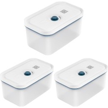 Zwilling Fresh & Save Vakumlu Saklama Kabı, M, Plastik, Yari Şeffaf-Akdeniz Mavisi 3lü Paket