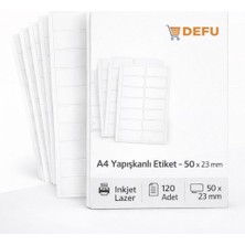Defu 23 x 50 mm Beyaz Kuşe Ofis Etiketi 10 Sayfa 120 Adet