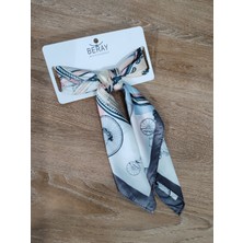 Cadde Dükkanı Beray 70*70 cm Desenli Saten Fular Antrasit Bisiklet Desenli