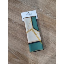 Cadde Dükkanı Beray 55*55 cm Desenli Fular Yeşil Ekru Desenli