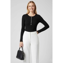 Zengezur Mall Storozal Çıtçıt Detaylı Bluz Siyah T4343 (Beden: Xl)