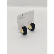 Cadde Dükkanı Kadife Kumaşlı Siyah Sallantılı Küpe