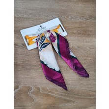 Cadde Dükkanı Beray 70*70 cm Desenli Saten Fular Fuşya Çiçek Desenli