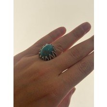 Hasyılmaz Firuze Turkuaz Taşlı 925 Ayar Gümüş Yüzük 12,30 Gram