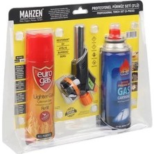 3 Parça Profesyonel Pürmüz Seti Pürmüz Torch Çakmak Başlık- Kamp Gazı 400ML- Çakmak Gazı 270