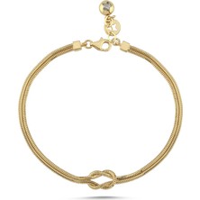 Sembol Gold Infinity Düğüm Detaylı 14 Ayar Altın Bileklik 17-20 cm