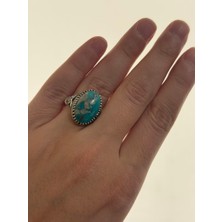 Hasyılmaz Firuze Turkuaz Taşlı 925 Ayar Gümüş Yüzük 10,30 Gram