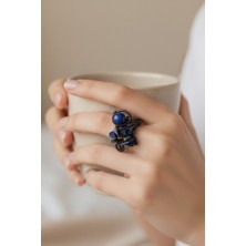 Pisidesa Antik Osmanlı Saray Yüzüğü - Ayarlanabilir Saf Bakır Doğal Taş Enerjili Tasarım Yüzük Ametist Kuvars