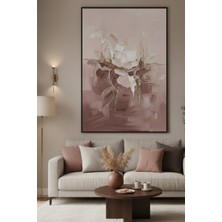 Hollywest Lüks Pembe ve Gold Soyut Fırça Darbesi Duvar Sanatı | Modern Çerçeveli Tablo